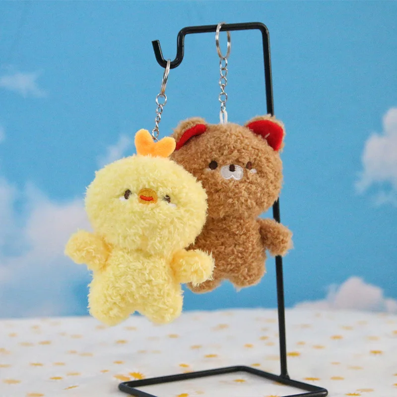 Creative New Bear Plush Toy Keychain Rabbit Chicken Doll Yellow Duck Frog Bag Pendant Jewelry
