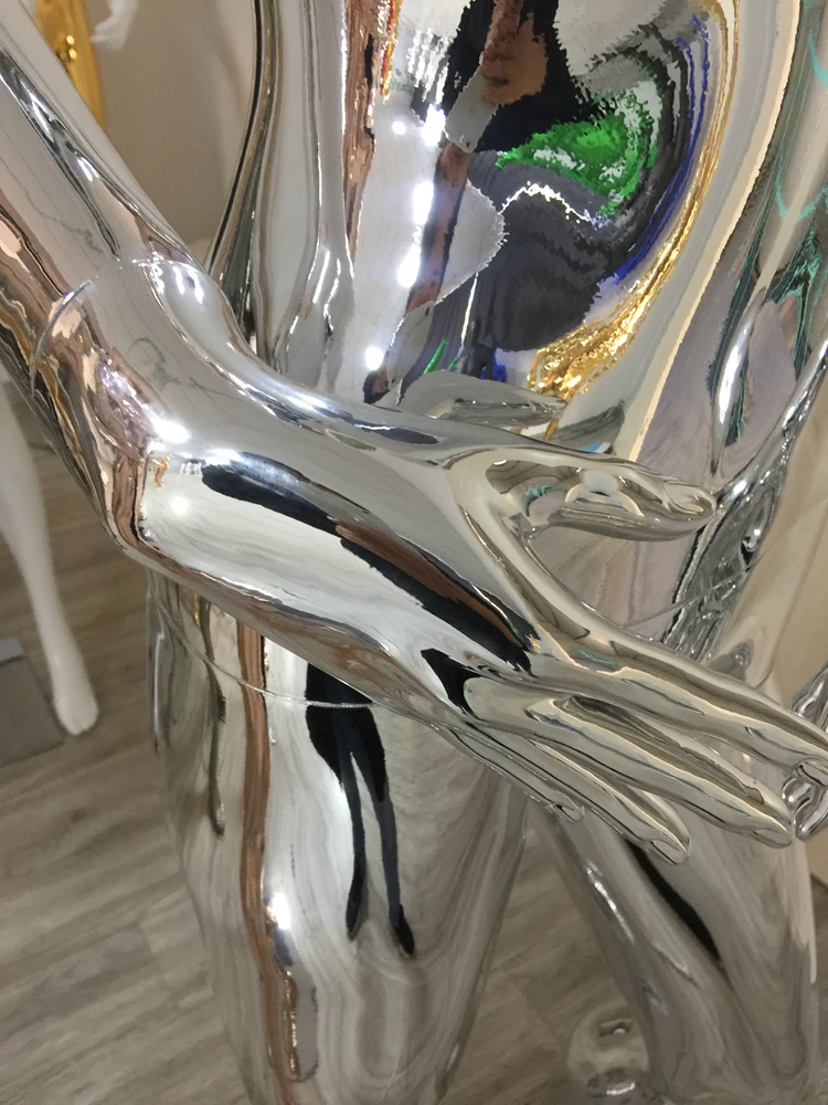 Silver Nude Female Full Body Male Plastic Electroplate Abstract Chrome Mannequin
