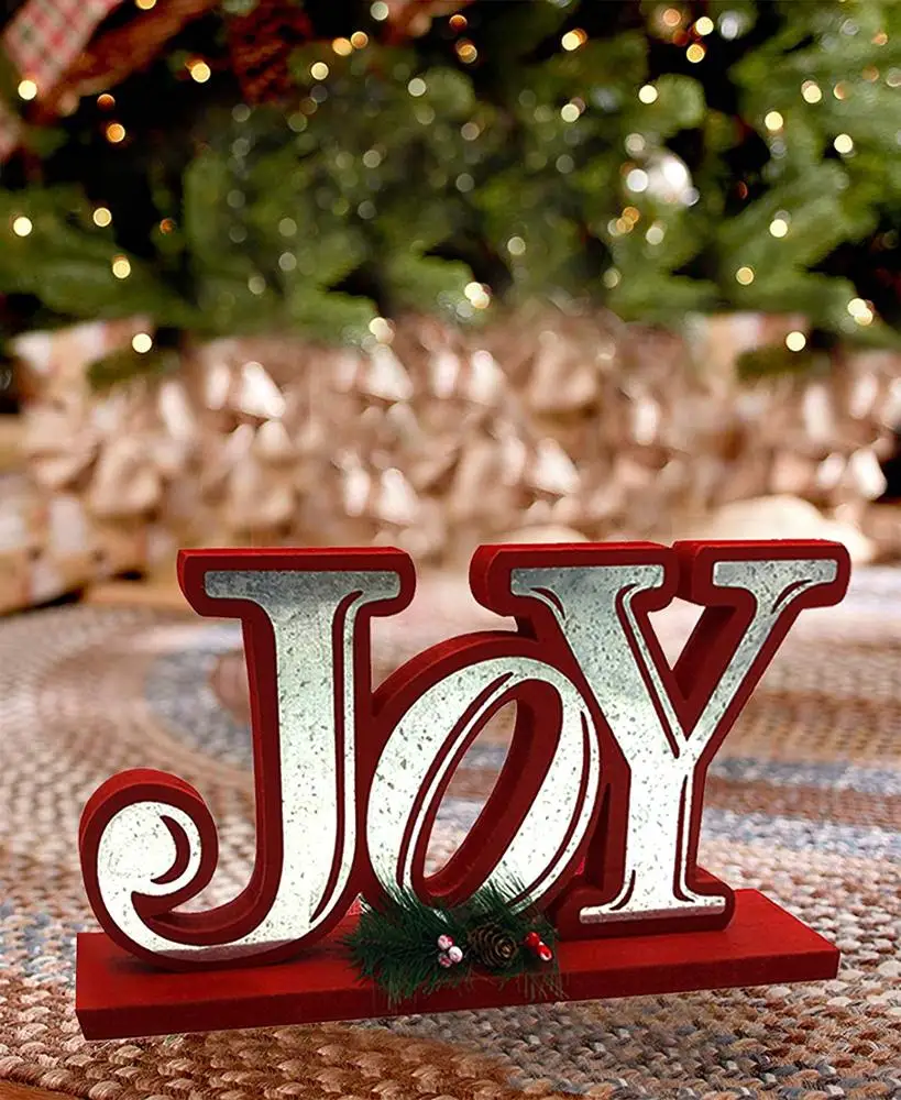 Galvanized Christmas Joy Wooden Tabletop Display Decorative Word Signs