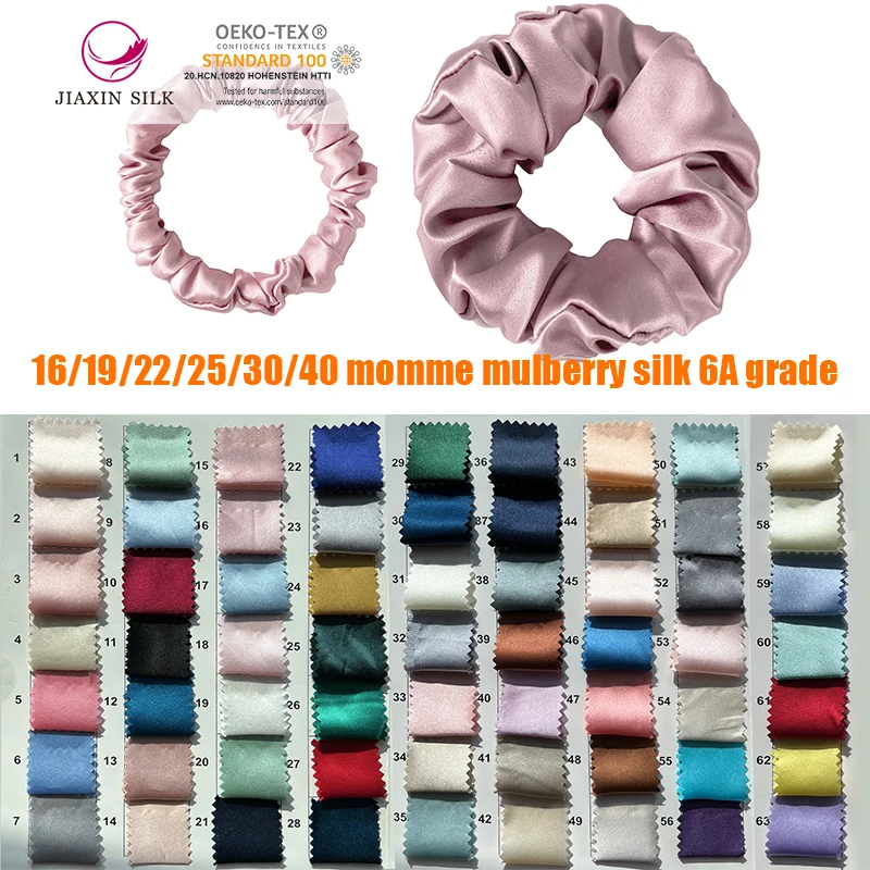 big size 100% silk Scrunchies with logo large 100% mulberry silk scrunchie