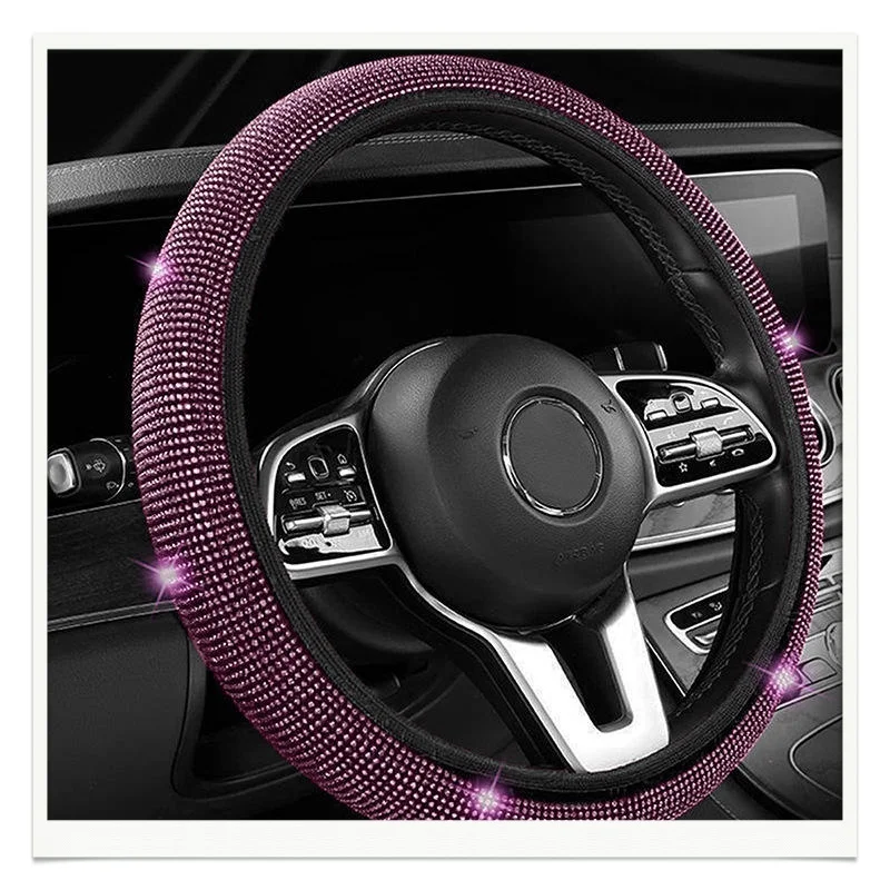 General Motors Sports Style PU Steering Wheel Cover Full Drill with Elastic No Inner Ring Auto Parts