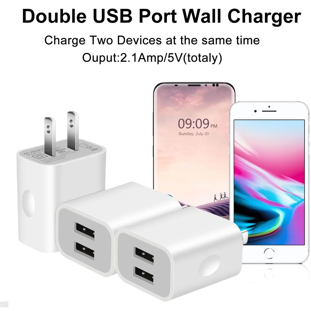 Заводская цена 5 В/2 а двойной USB-порт адаптер для зарядного устройства iPad и мобильного