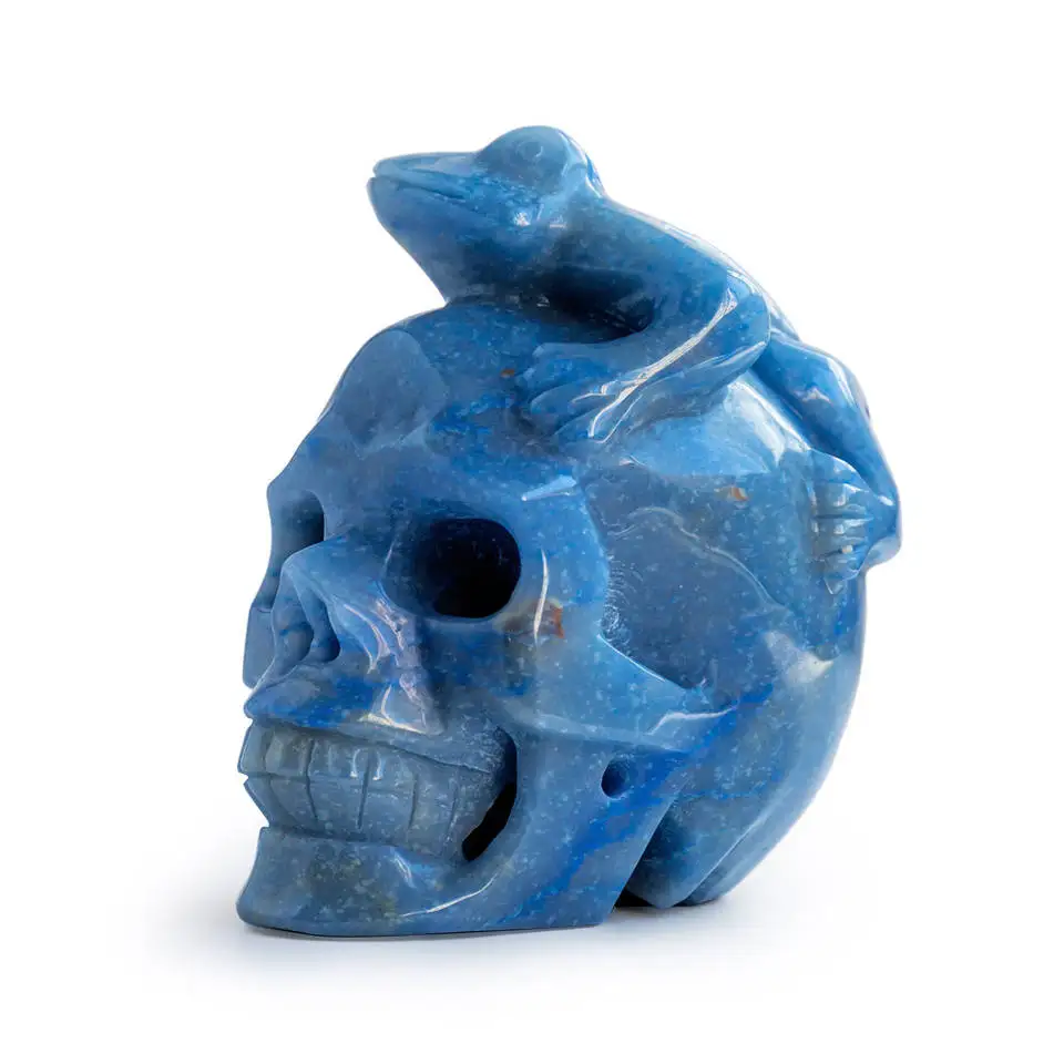 High quality reiki natural folk crafts hand carved blue aventurine crystal skulls for home decor