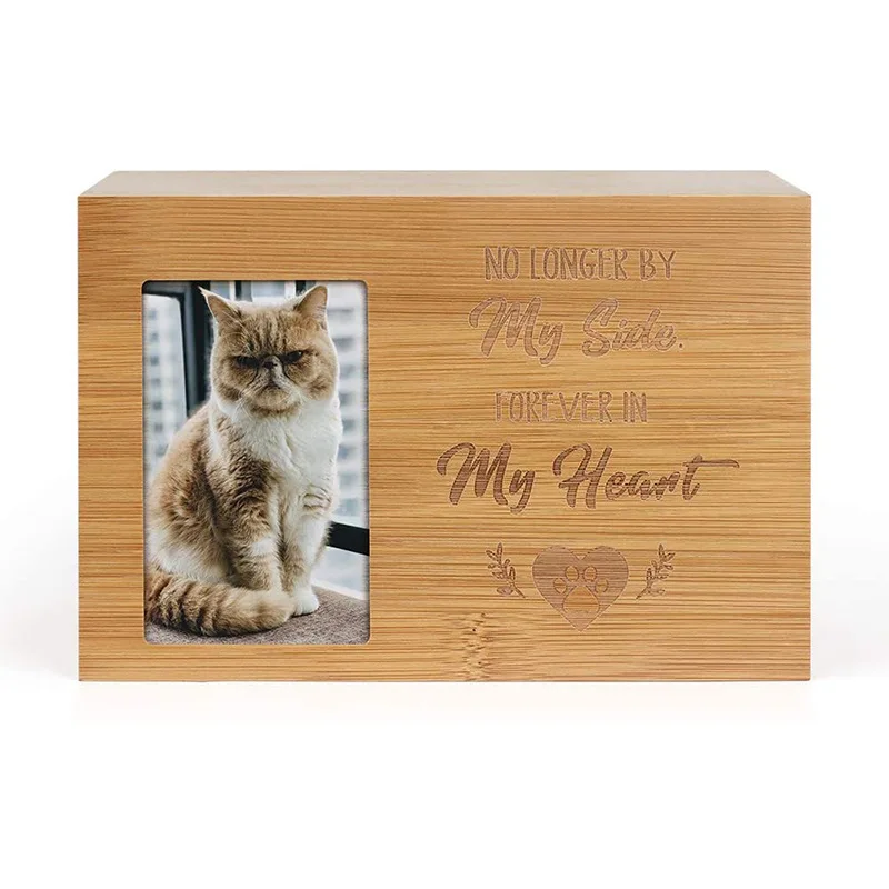 
Custom Urne Cinerarie Per Animali Cremation Souvenir Box Cat Dog Container With Photo Wooden Frame Pet Coffin casket 