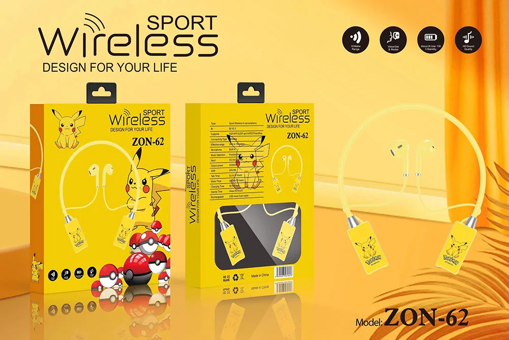 New Design Cartoon TWS neck hanging earphones Sport wireless bluetooth earphones