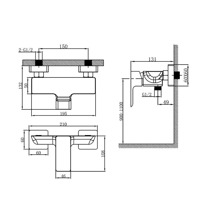 Kaiping chrome single-lever shower mixer hotel wc bathroom Bath Shower Faucet Without hand shower