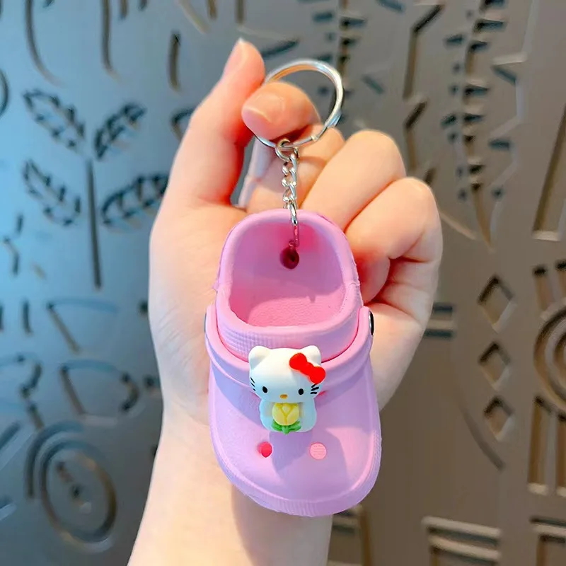Wholesale Lovely 3D mini eva Plastic sandal key chain Foam hole sandal slipper Beach shoe keychain