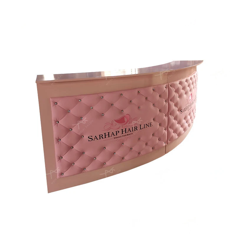 Modern Salon Furniture Customized Front Desk Curved Shape High Quality Front Table Beauty Salon Reception Desk