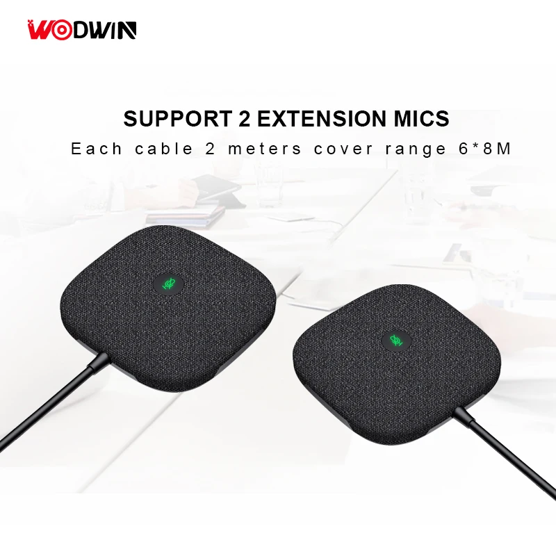 WODWIN Expansion Mics HIFI Audio Build-in 3000mAH battery Wireless Conference Microphone For Meeting Room