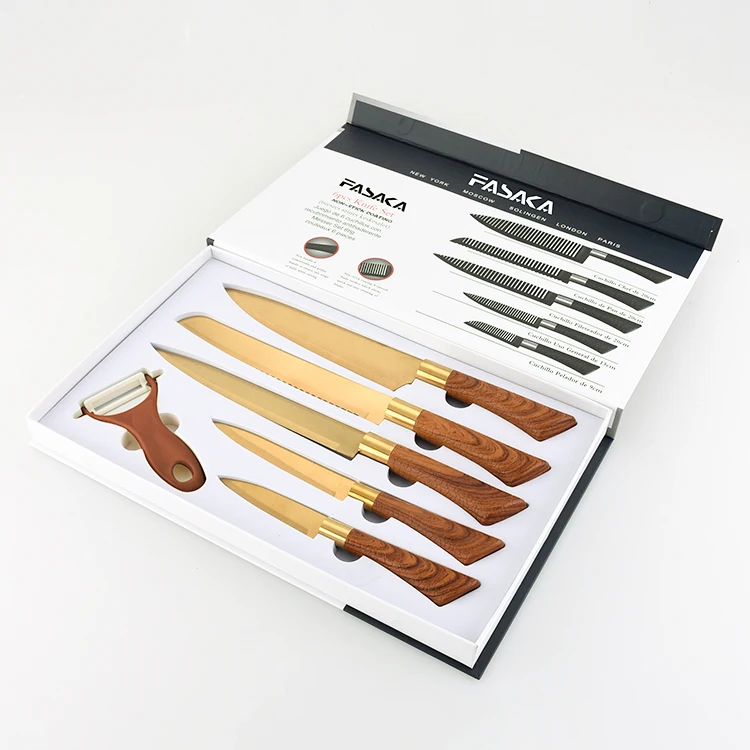 Custom Professional 6pcs Hand Forged Kitchen Knife With Color Box Family Commercial Kitchen Knife Set