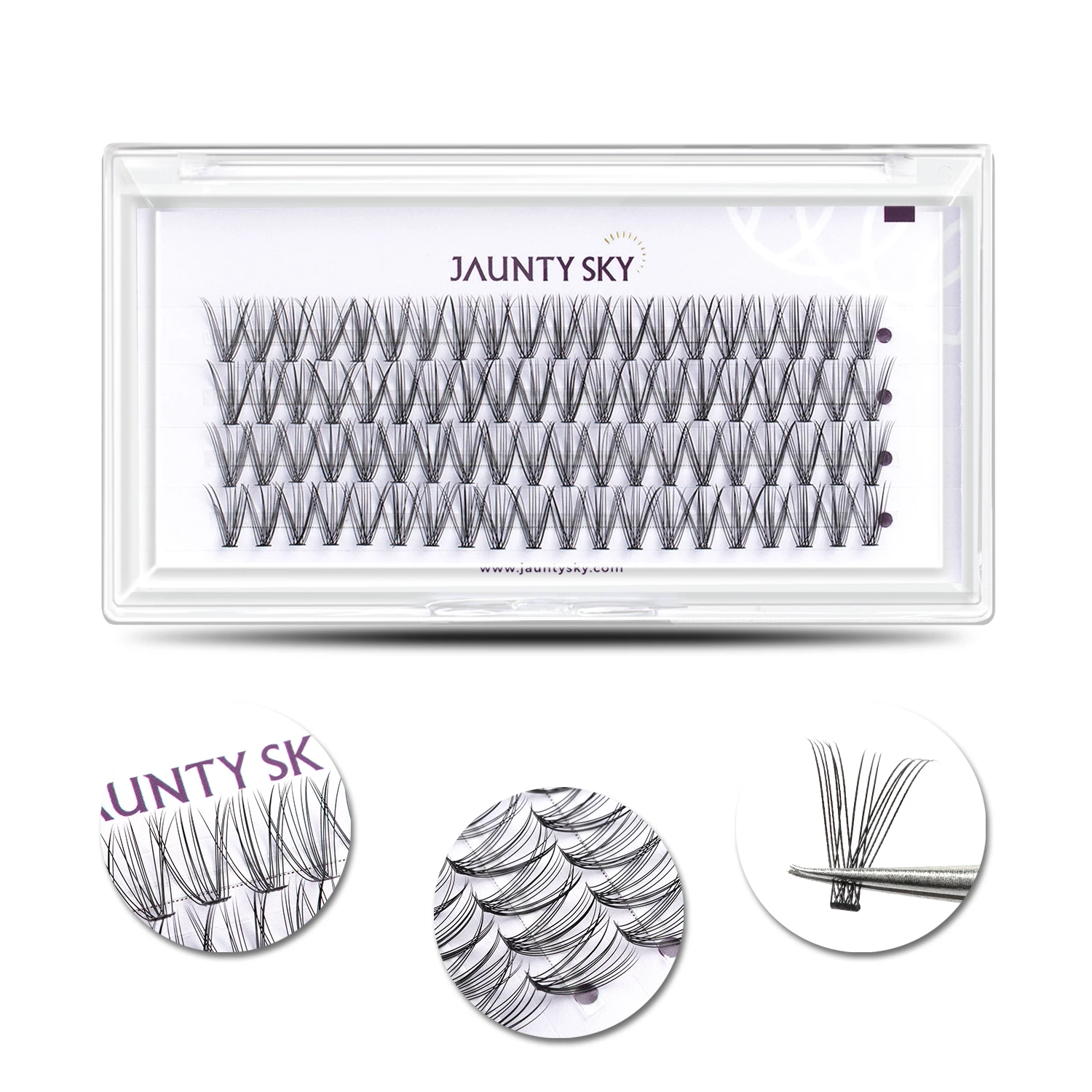 Jaunty Sky Heat Bonded Cluster Lashes Melt Flare DIY Eyelashes 10D 20D 30D 40D Hand Made Synthetic DIY Eyelash Extension Kit