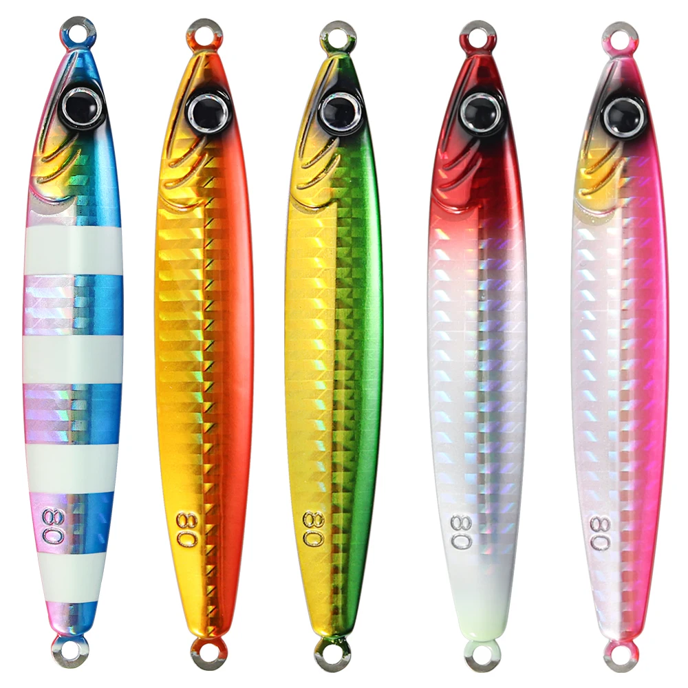 Jigging pro Fishing Jig Lure Pesca 30g 40g 60g 80g Saltwater Luminous Shore Tungsten Jig For Trevally Sinking Fishing Lure