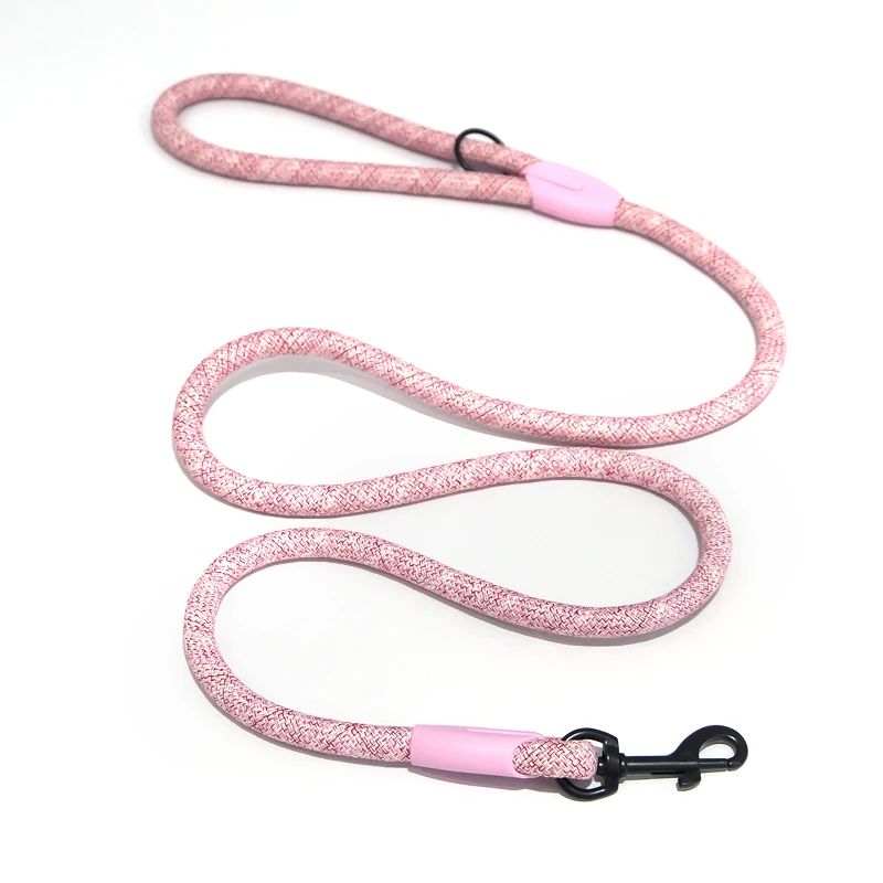 Nylon Mountain Climbing Strong Reflective Round Nylon Rope Pet Dog Leash with Comfortable Padded Handle