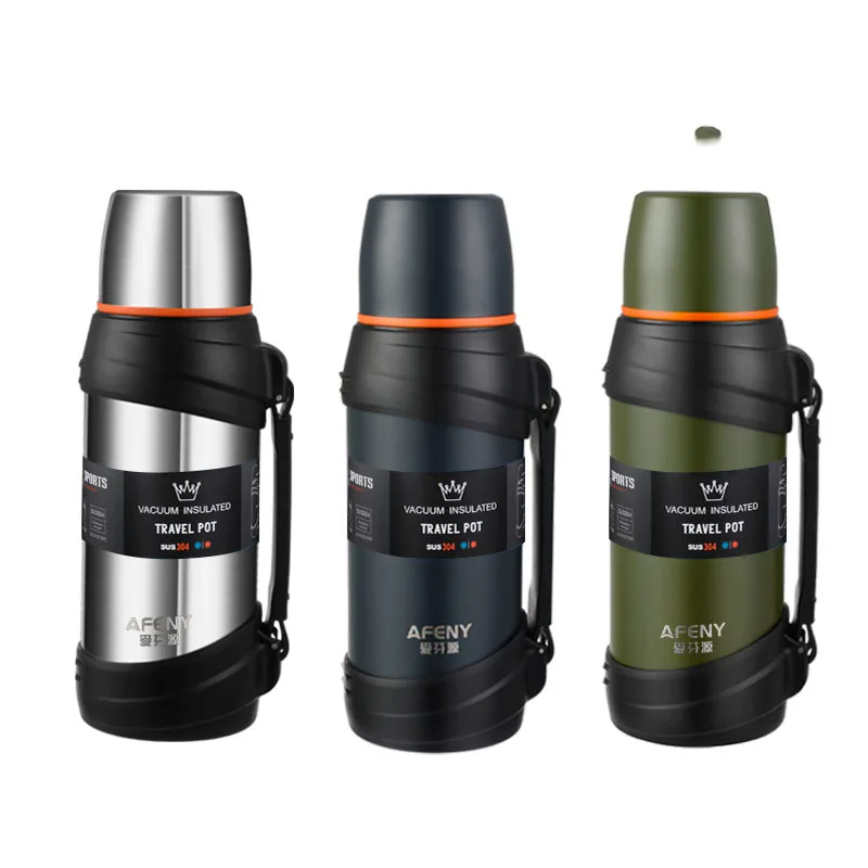 Wholesale 2L Large Capacity Stainless Steel Insulated Water Bottle Double Wall Vacuum Flask Thermos Wide Mouth With Straw Lid