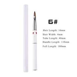 High Quality Nail Flat Oval 100% Kolinsky Hair Custom White Acrylic Nail Brush For Acrylic Ppplication