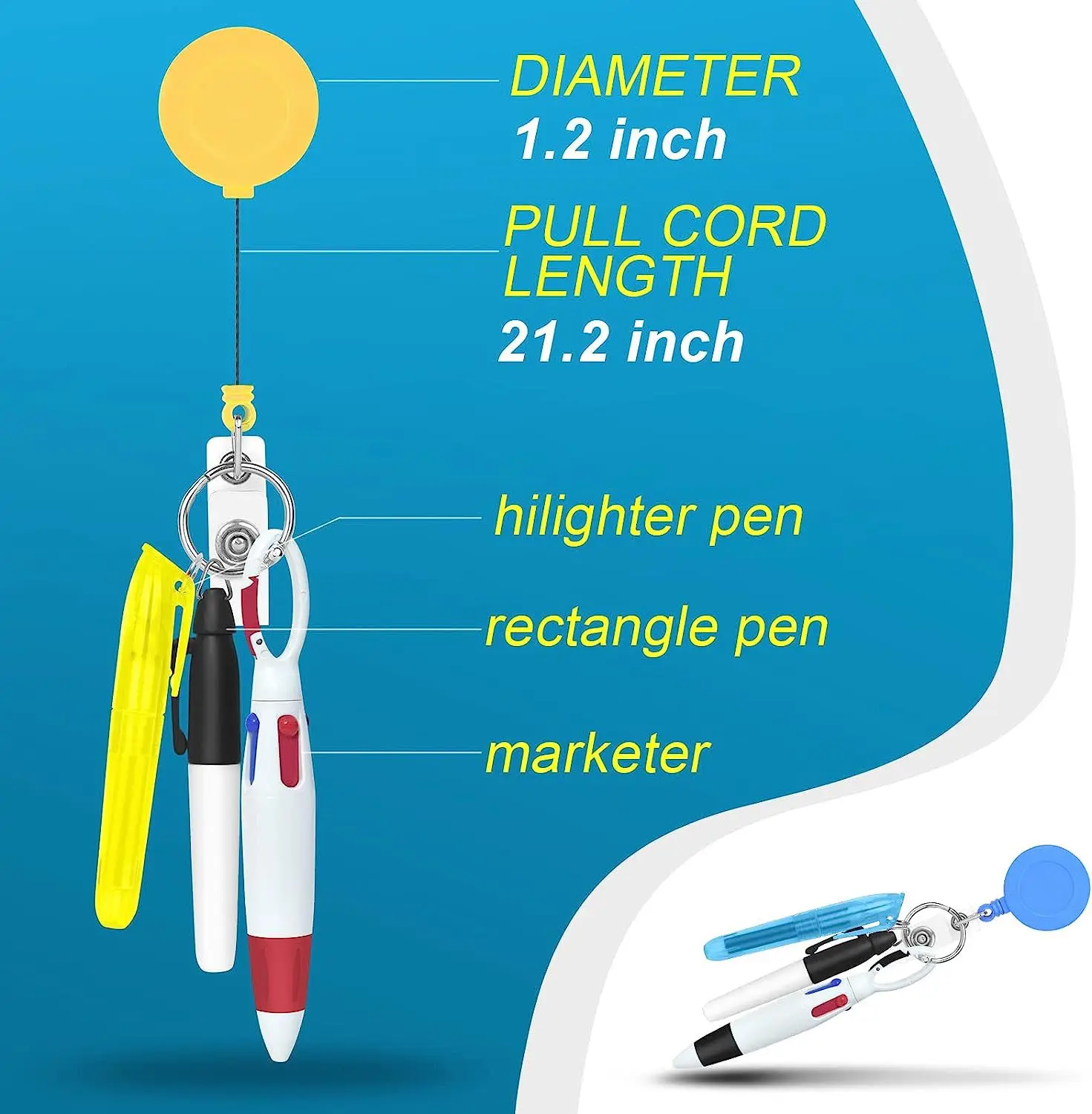 Wholesale Mini Highlighter Retractable With Keychain Clip Permanent Highlighter Pen Set For Nurse
