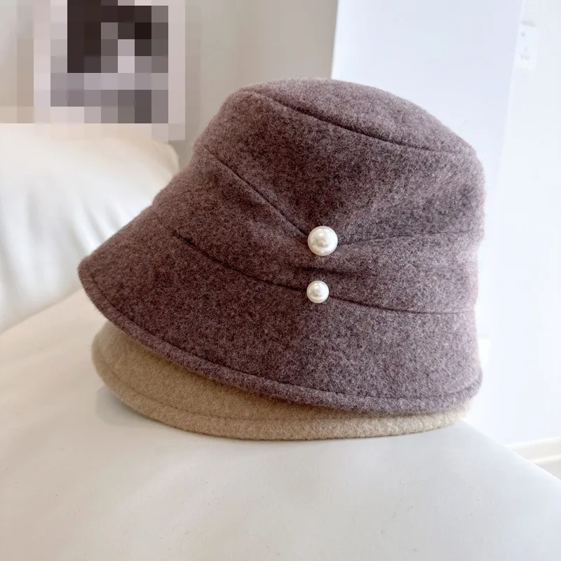 fashion new winter Women Slouchy Beanie bucket Hat 100% Merino wool knitted Baggy Slouch Skull hats cap with pearls