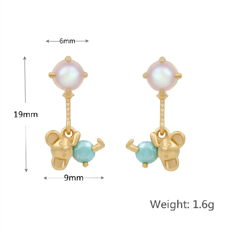 INS New Koala Mickey Teddy Bear Earrings 18k Gold-plated Cute Flower Star Moon Tassel Stud Earring for Women Jewelry Gifts