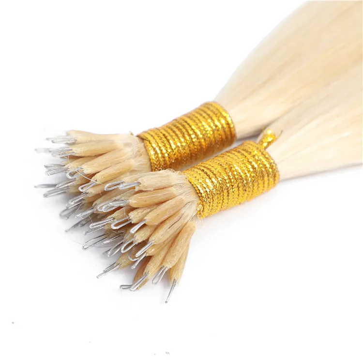 Hot Selling Remy Russian Nano keratin Hair extension Double Drawn Virgin Double Stranded Nano Ring Human Hair Extensions