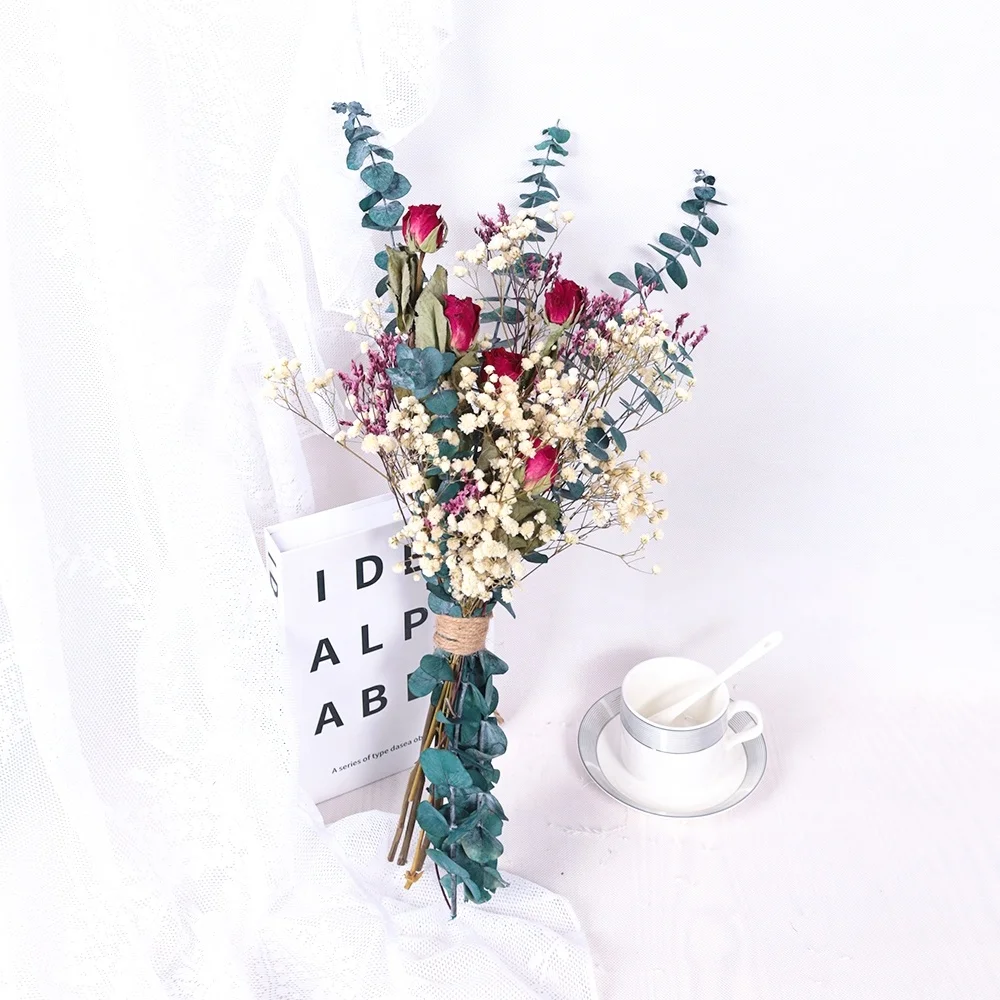 wholesale preserved pufs anthurium plam spear marigold garland indian wedding dried flowers bouquet