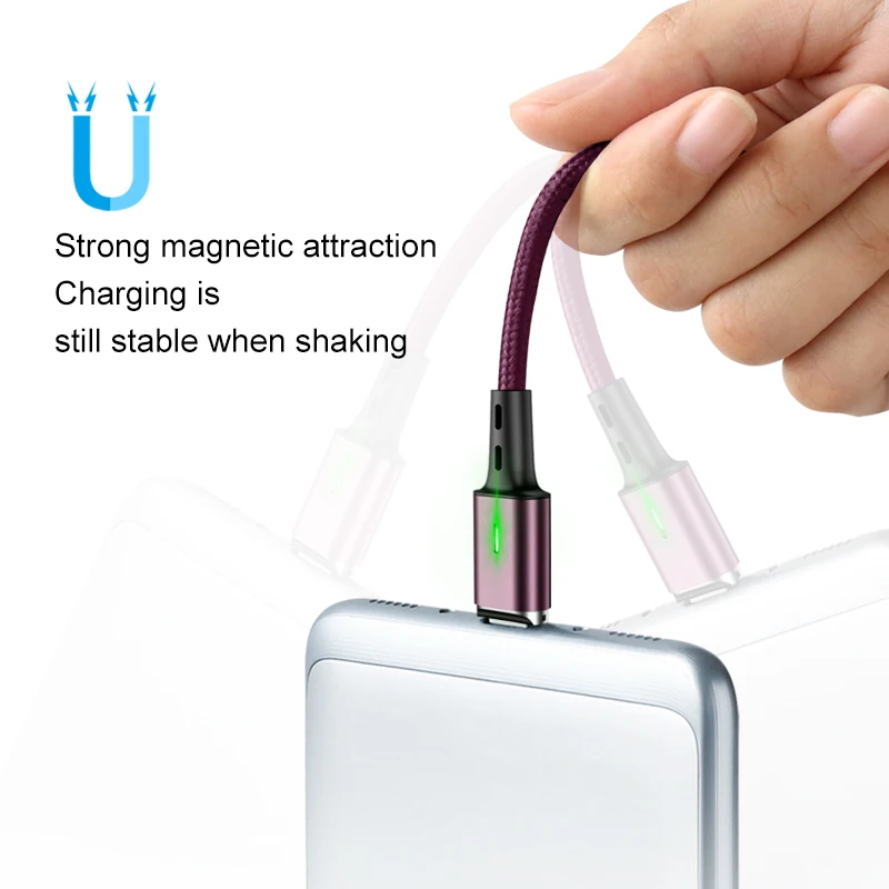  Elough high quality 2m braid fast charging usb c type-c 3 in 1 charger magetic data