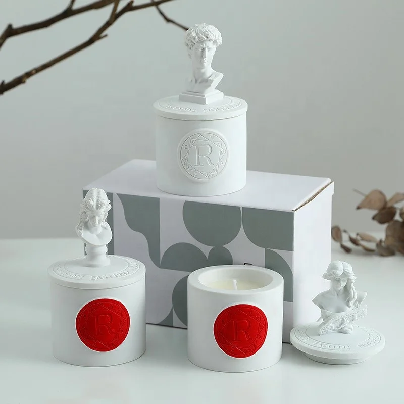 Stocked High Quality Art Statue Gift Box Packed Soy Wax Aromatherapy Cup Home Decoration Scented Candle Set