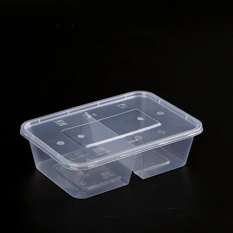 
650ml 2-Compartment Plastic Lunch Box Safe Disposable Plastic Food Container 