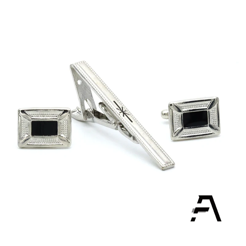 Promotion cheap  metal cuff links and tie clip sets