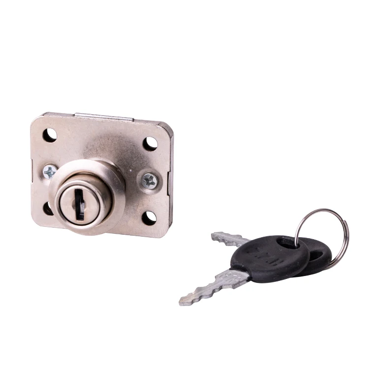 101 hot sale furniture metal nickel plated two plastic keys desk iron cabinet lock