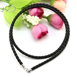 XD M002 3.0mmPU cords with sterling silver lobster clasp pu leather cord Pendant lanyard couple necklace rope pendant rope