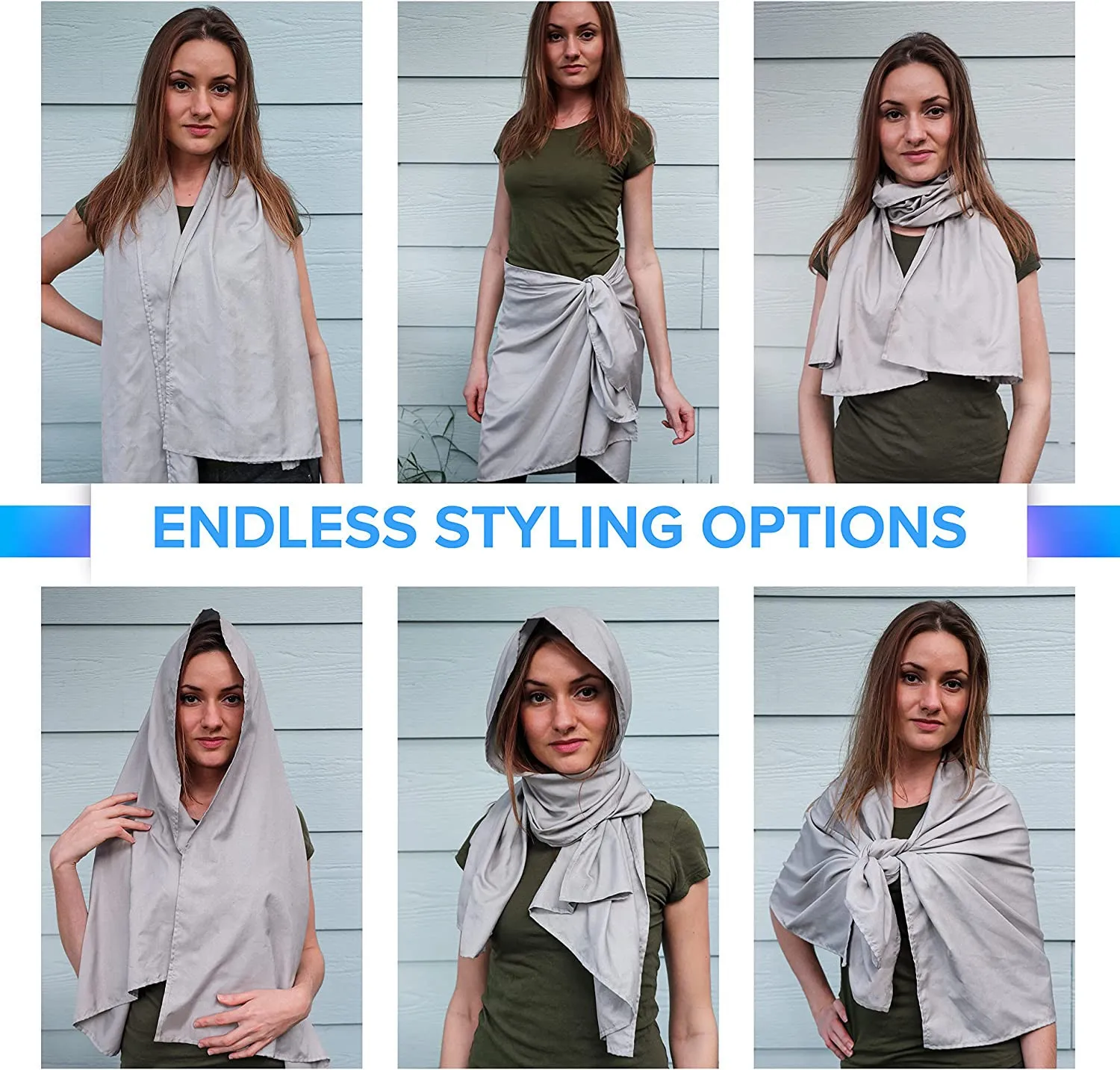 EMF Protection Scarf  Silver Fiber Fabric RF Blocker Radiation Protection, 5G, WiFi, Cellular, Bluetooth Multiple Ways To Wear