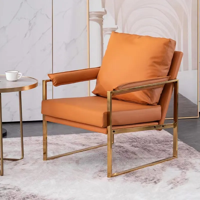 Hotel Lounge Home Furniture PU Leather Couch Living Room Arm Single Sofa Chair