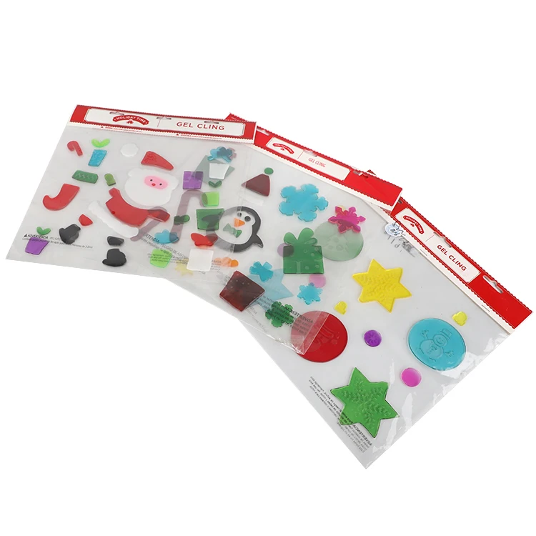 Оптовая продажа рождественские гелевые наклейки из термопластичной резины для украшения окон Мультяшные Рождественского
