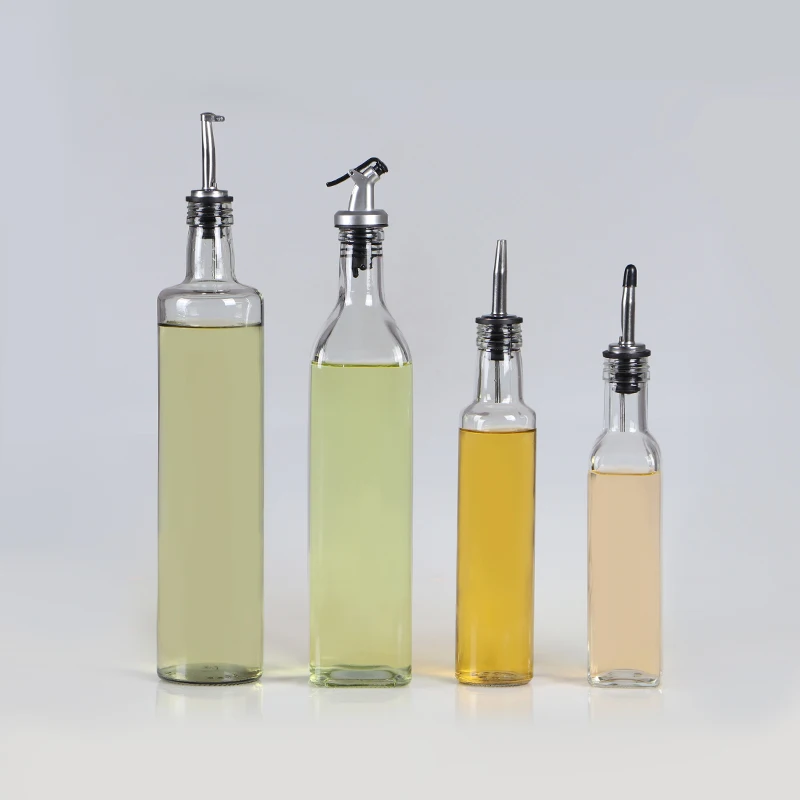 Clear empty kitchen oil packaging glass bottle  olive oil and vinegar dispenser glass bottle