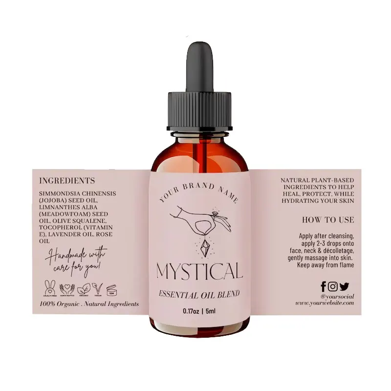 Индивидуальная Водонепроницаемая Косметическая виниловая этикетка с логотипом, Золотая фольга, рулонная печать, упаковочные этикетки для бутылки с лосьоном