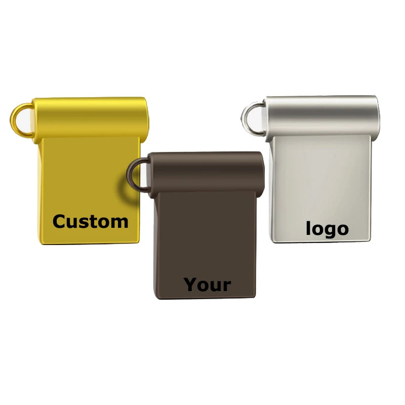 Wholesale mini metal USB flash drive custom logo Pendrive 32GB 64GB 8GB memories chip portable cheap usb stick 2.0 with keychain