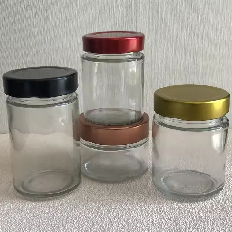 500 ml Large Spice Honey Pickle Preserving Bottle Cylindrical Marmalade Glass Jar With Black Top Lid