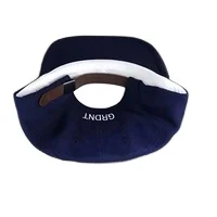 Blue Wool Melton Custom Felt Embroidery Logo Golf Hats Dad Hat Flat Brim Unstructured Baseball Cap With Leather Back Strap