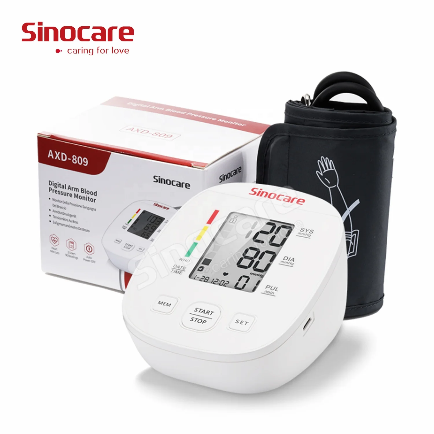 Sinocare Rechargeable Free Blood Pressure Check Machine Digital Blood Pressure Meter Arm Blood Pressure Meter Monitor BP