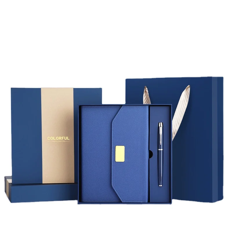 business kraft a5 diary spiral stone paper pu leather promotional custom journal binder gift set notebook and pen with logo