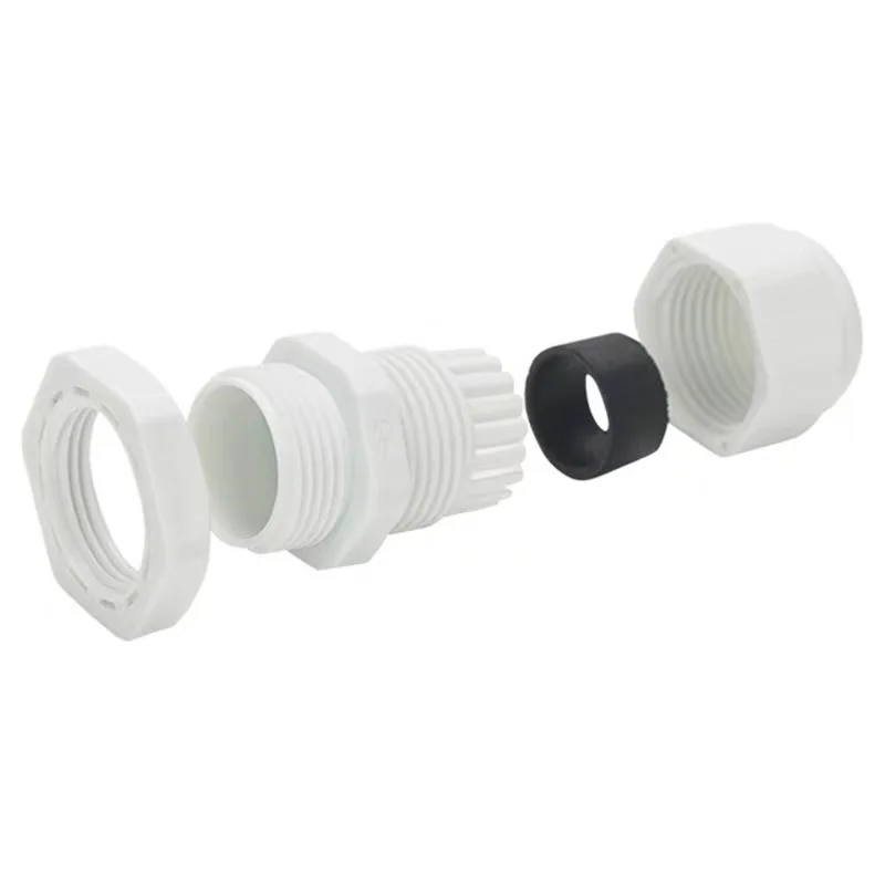 Waterproof Cable Gland 10pcs Cable entry IP68 PG7 for 3-6.5mm PG9 PG11 PG13.5 PG16 PG19/21/ White Black Nylon Plastic Connector