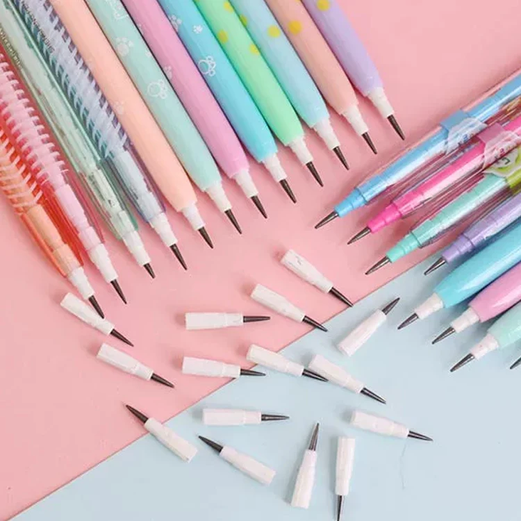 Plastic 11Tips Multicolor Push Point Fun Pencils Kawaii Novelty Stationery Gifts Bullet Stackable Pencil Set