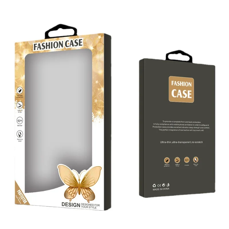 Transparent packaging box with window opening in stock, suitable for all types of phone cases