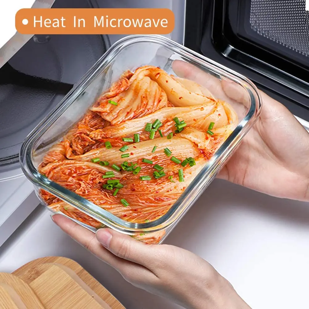 kitchen containers glass storage Meal Prep Ecofriendly Containers Custom LOGO Glass Food Storage Containers With Bamboo Lids