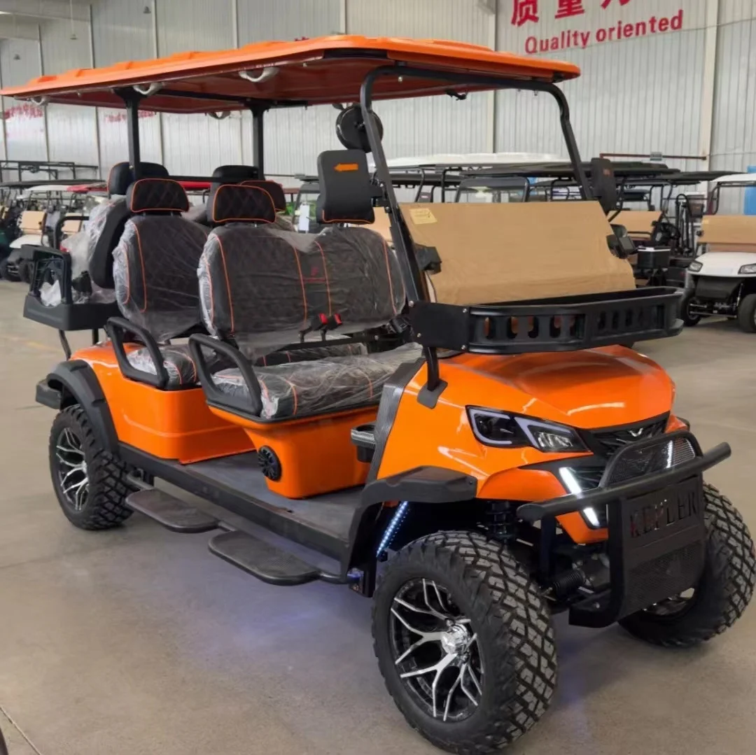 orange  6 seater 48v electric lifted street legal golf carts off road golf buggy electric  club car for sale
