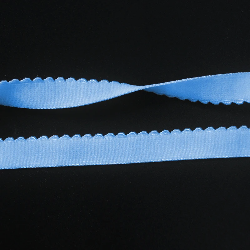 OEM Order Factory Guangdong  Blushed Picot Elastic Band 12mm Width Blue Webbing Strap Custom Color Plush Elastic Underwear