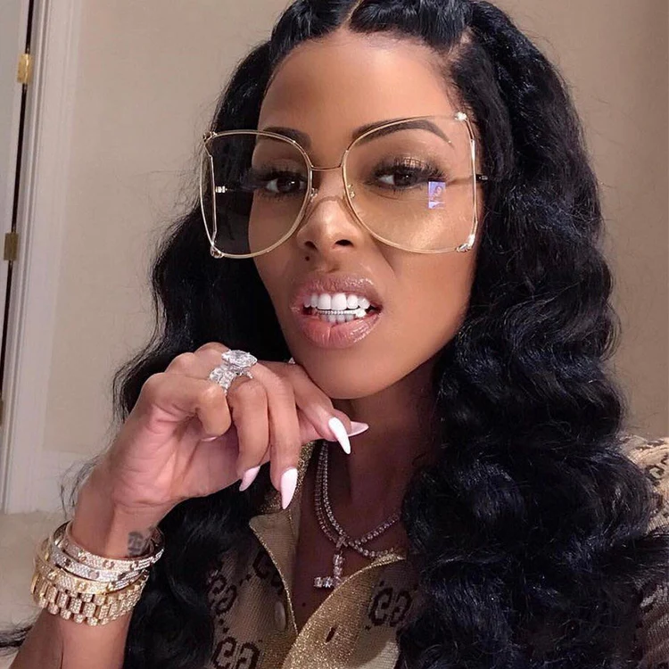 SKYWAY New Hollow Metal Semi-Rimless Sunglasses Women Oversized Lens Color Ocean Sun Glasses Luxury Pearl Legs Brand