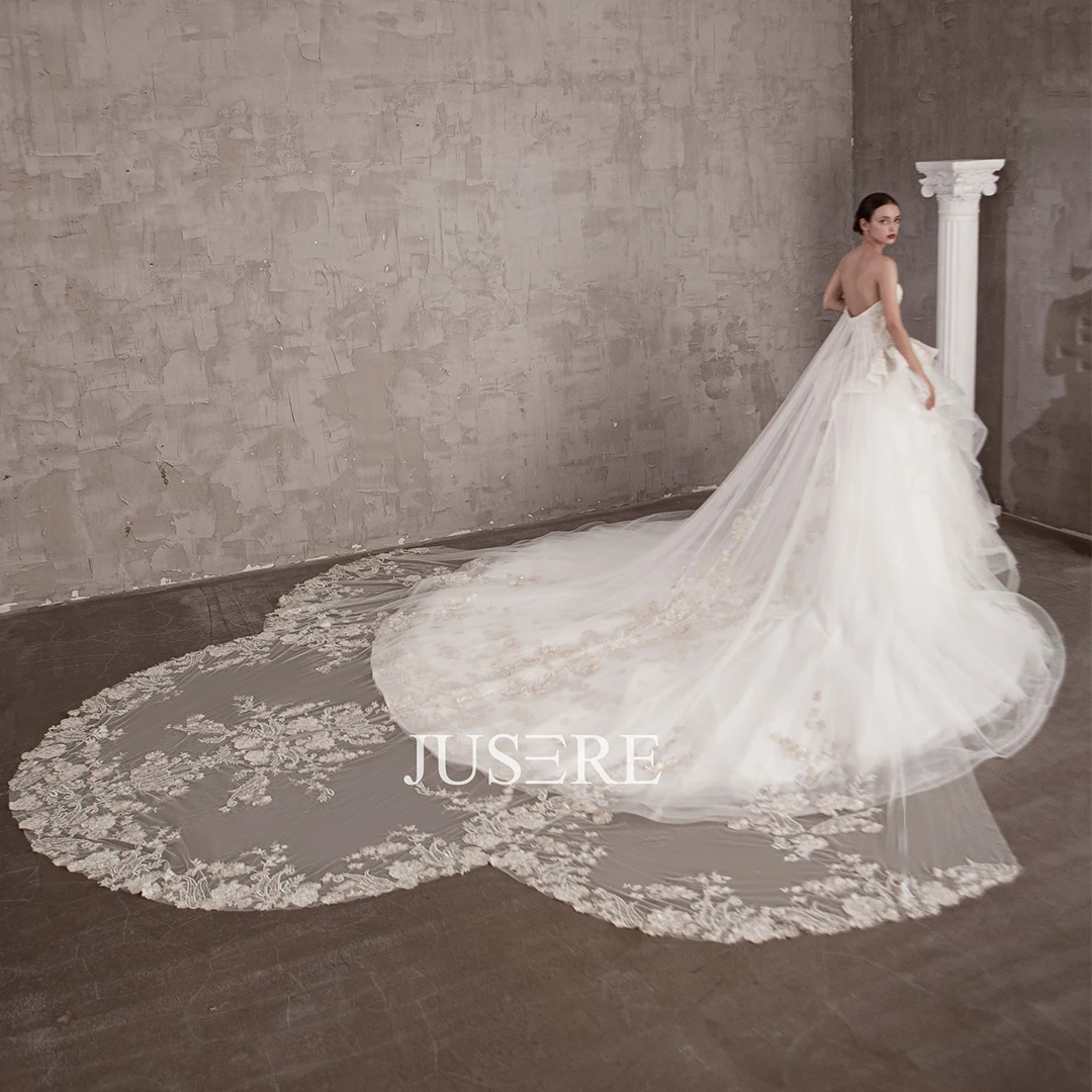 JUSERE Sweetheart Wedding Gown 2022 Lace Embroidery Beaded Bridal Gown Robe de Mariage with a Big Train