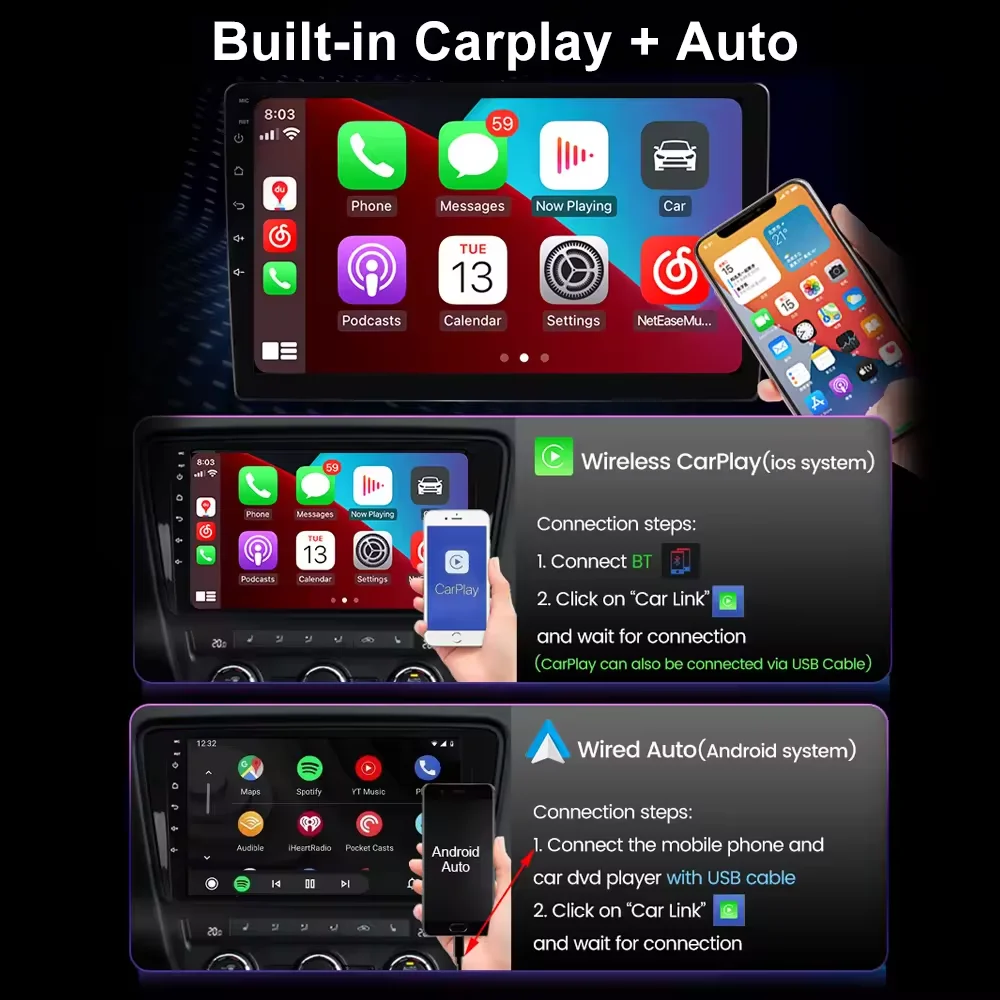 Cheap 1+16g Android 12 Car DVD Player GPS WIFI Stereo Radio with Carplay For Toyota Alphard Vellfire ANH20 2008