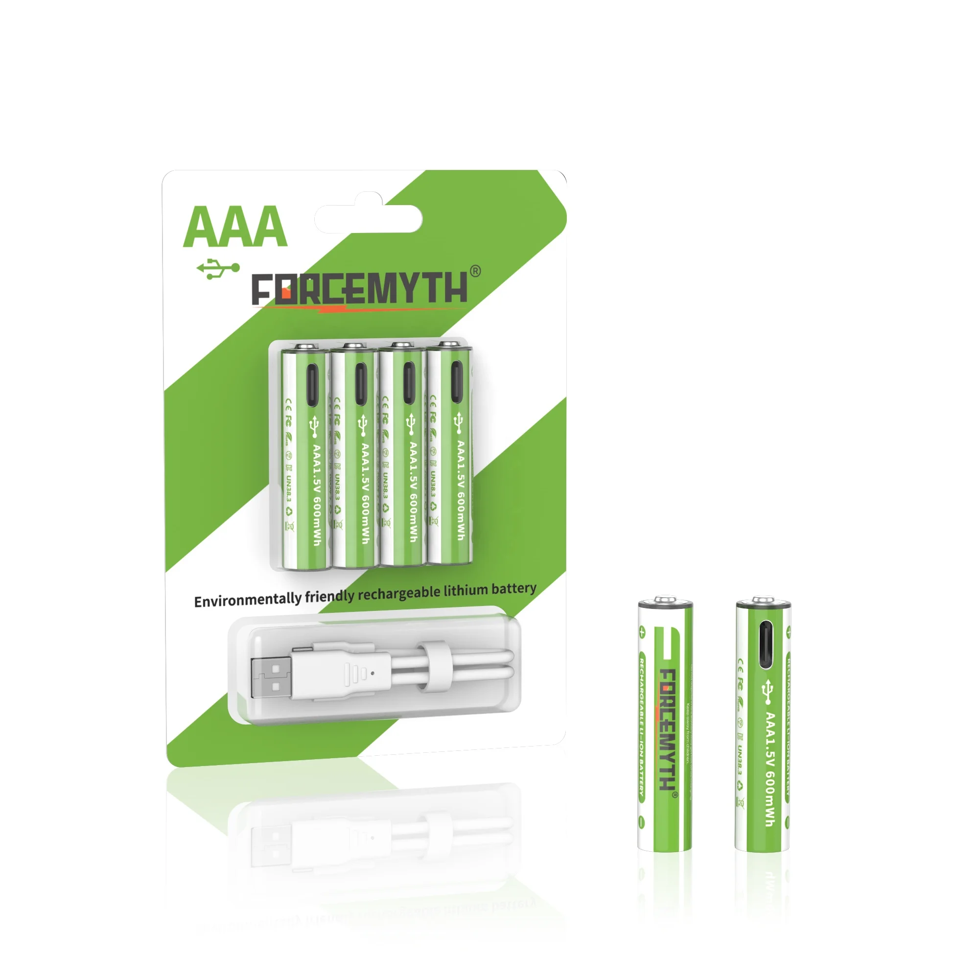 Battery 600Mwh Li-Ion Aa Battery Usb Type C Rechargeable Lithium Usb Battery
